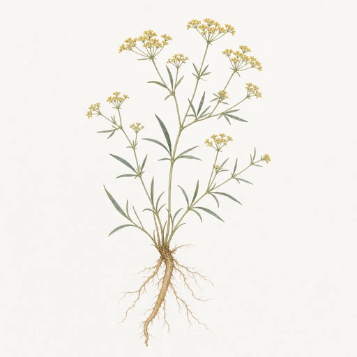 Illustration of Bupleurum root (Chái Hú)
