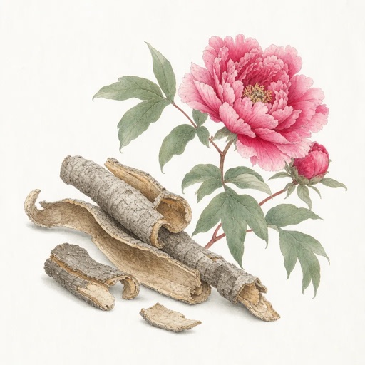 Illustration of Moutan (tree peony) bark (Mǔ Dān Pí)
